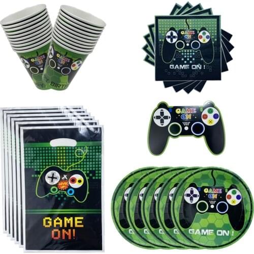 Game console theme party tableware tablecloth plate napkin birthday party decoration boy baby shower tableware disposable