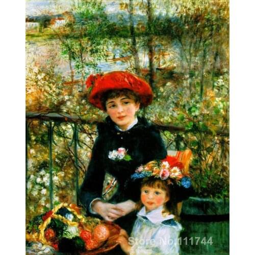 Oil paintings reproduction Two sisters on the terrace by Pierre Auguste Renoir artwork High quality Hand painted