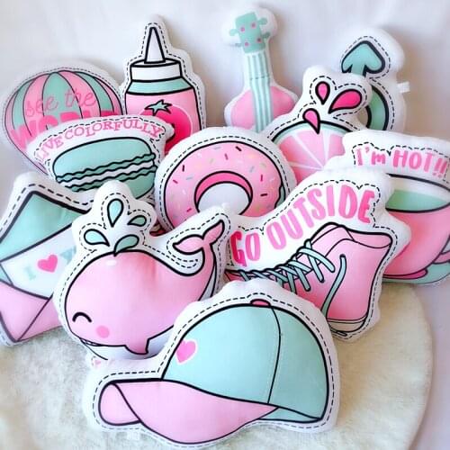 Cute Cartoon Hamburger Shoes Guitar Dolphin Throw Pillow Cushion Home Decor Toys For Children Xmas Gift