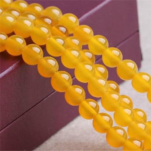 RONGQING Fashion Round Yellow Beads Natural Stone Scattered Beads for Jewelry Making 6mm 8mm 10mm,12mm