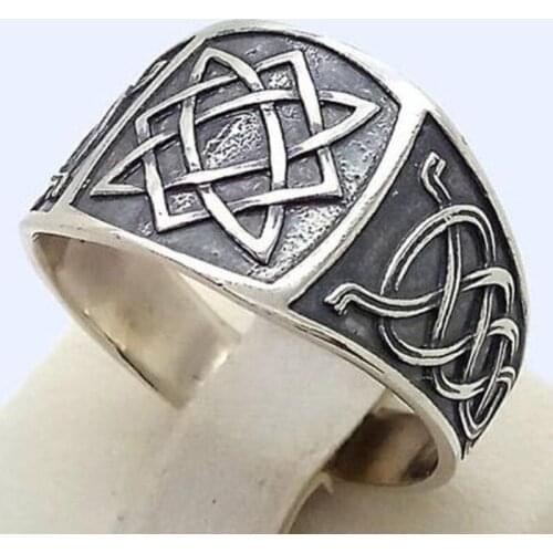 Personality Square Polygon Retro Mens Ring European and American Popular Ring
