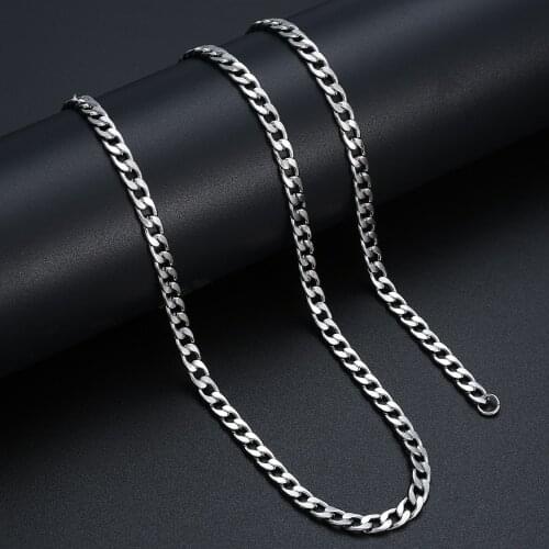Width 6MM Stainless Steel Mens Chain Necklace Hip Hop Rock Style Jewelry Titanium Steel Cuban Link Necklace drop shipping