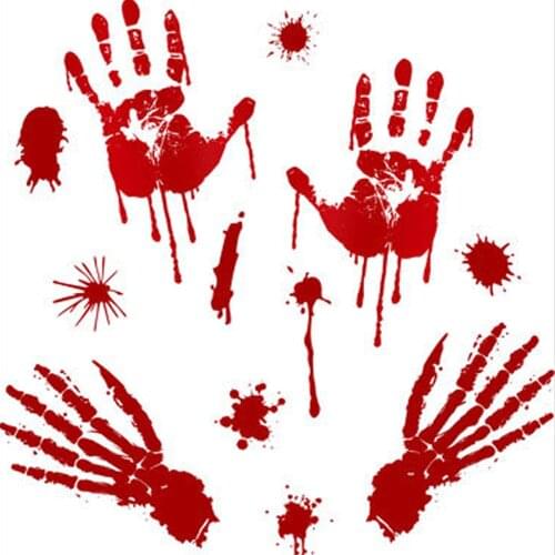 Wholesale Halloween Hotel Party Decoration Pumpkin Window Sticker DIY Bloody Handprint Footprint Wall Sticker For Home 2021