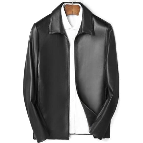 New Arrivals Mens Leather Jackets Real Sheepskin Clothing Spring Black Coat Breathable Genuine Leather S8643