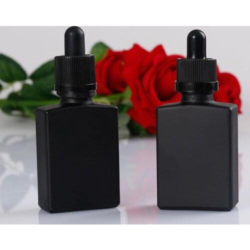 Wholesale 15ml Empty matt black square glass bottles eye dropper aromatherapy perfume glass vials
