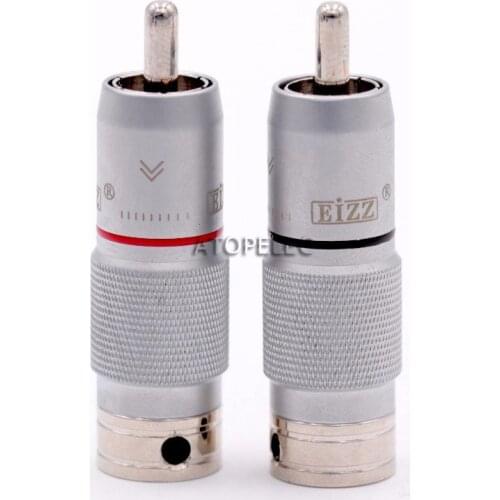 2pcs EIZZ Rhodium Plated Phosphor Bronze Male RCA Plug Coaxial Connector Adapter Tellurium Copper Pin HiFi Audio AMP TV DVD