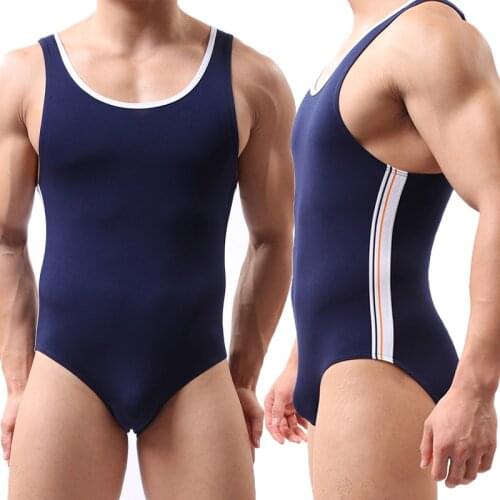 Sexy Men Undershirts Sleepwear Leotard Modal Bodysuits Gym Sports Fitness Jumpsuit Wresting Singlet Underwear One-piece Swimsuit