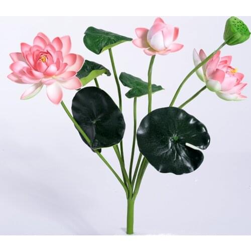 Festive Party Supplies Long Simulation Flowers Lotus Leaf pond Ornamental Bonsai Fish Tank For Buddha Display Decorations