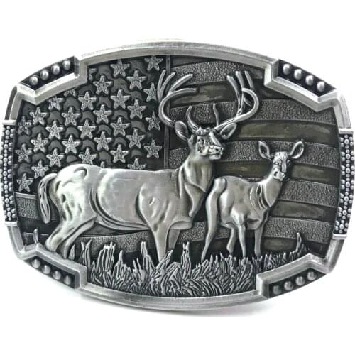 Western cowboy zinc alloy river rock natural pair deer buckle