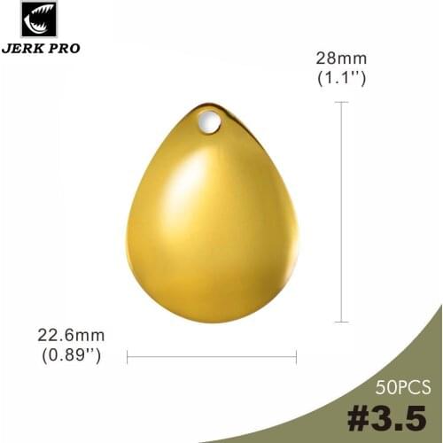 JERK PRO 50PCS Size 3.5 Gold Plating Smooth Steel Colorado Spinner Blade Fishing Lure Spinnerbait Accessories Angler’s Component