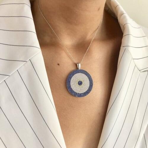 Evil Eye 925 Sterling Silver Necklace Women Girls Gift Jewelry Accessories Fashion Handmade Elegant Chain