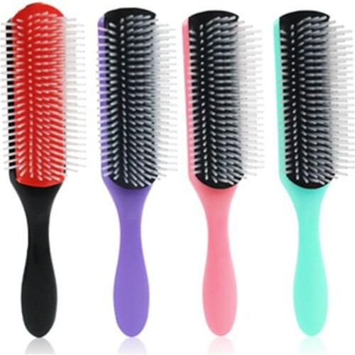 9-Rows Detangling Hair Brush Denman Detangler Hairbrush Scalp Massager Straight Curly Wet Hair Comb
