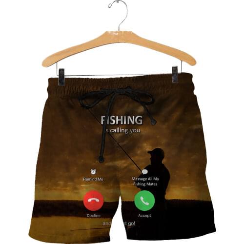 Summer Calling Pattern 3D Shorts for Men Original Style Beach Shorts Men Breathable Quick Dry Loose Printing Shorts Man Plus