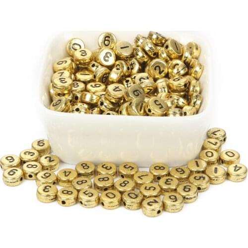 Mixed Golden Black Digital Acrylic Beads Charm Loose Spacer Beads For Jewelry Making DIY Needlework Bracelet Accessories