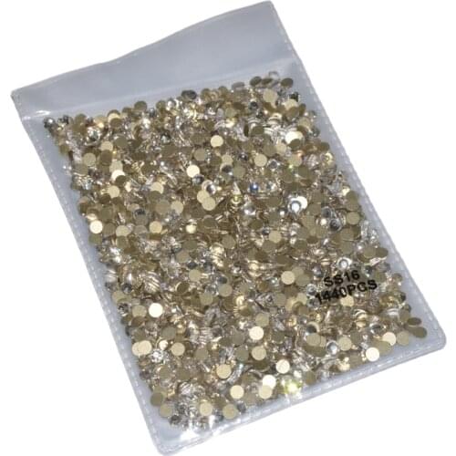 Super Glitter Gold Back Crystal AB Rhinestones Flat Back Glass Nail Rhinestones For Charms 3D Nails Art Decorations Strass