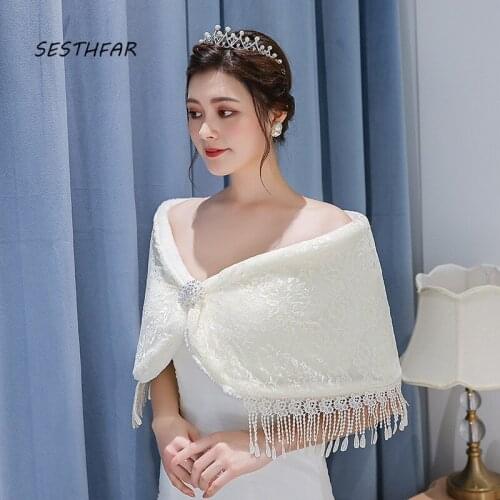 Wedding Jackets Diamond Decoration Bridal Wraps Shawls Warm Women Bolero Wedding Accessories PJ056
