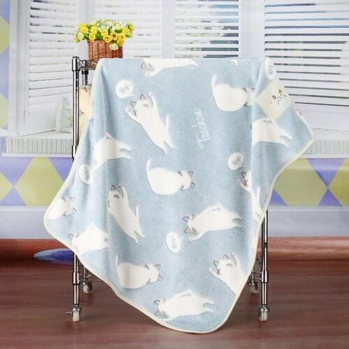 Warm Soft Cat Dog Cushion Bed Mat for Cats Dogs Cartoon Cat Printed Fleece Winter Kitten Kitty Blanket Cover Pets Products