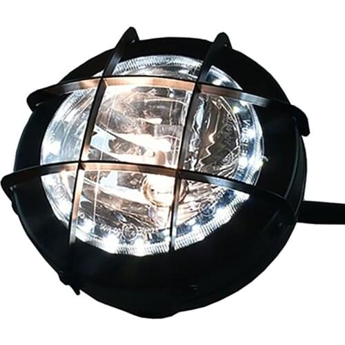 Emark 6.9 Inch Vintage Headlight Tracker Scrambler Motorcycle Grille Headlamp Front LED Daytime Running Light with Guard