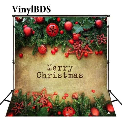 VinylBDS Christmas Red Bell Ball Fundo Fotografico Madeira Retro Yellow Floor Digitally Printed Background