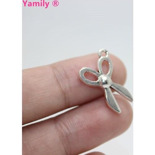 Yamily 30pcs--13mm x 20mm Mini Scissors Charms Antique Silver Tone Scissors charm pendants