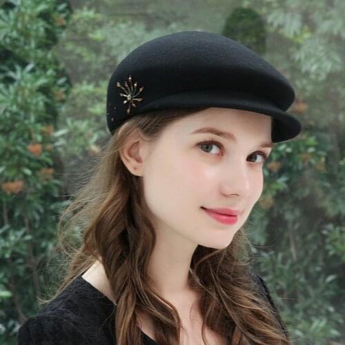 H7782 Women Wool Beret Hat Fall Winter Female Warm Elegant Thick Berets Cap Lady Shopping Party Church High Quality Fashion Hats
