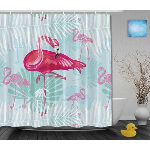 Animals Plant Shower Curtain Flamingo Bathroom Shower Curtains Waterproof Polyester Fabric Custom Bathroom Curtain Hooks