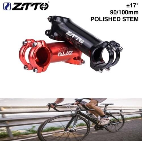 ZTTO Bicycle Parts MTB Road Bike 17 Degree Polished Bicycle Stem 90mm 100mm High Strength Lightweight 31.8mm AL6061