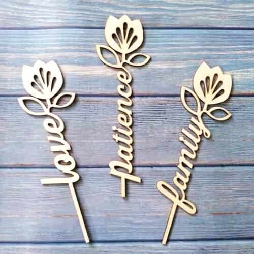 10pcs Friends Love Patience Faith Trust Blessed Dreams Laugh Goodness Family Wood Sign Flower Wedding Office Wall Decorations