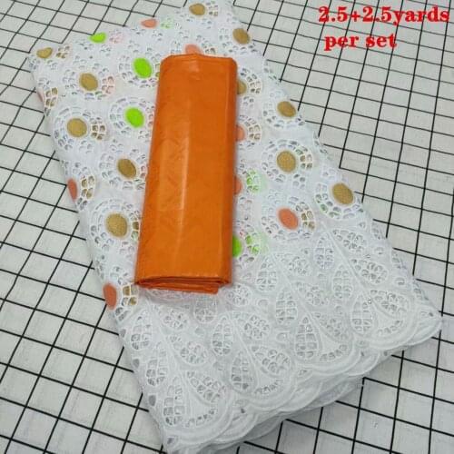 2.5 +2.5 Yards Bazin Riche Fabric With Embroidered Dry Lace 100% Cotton Lace Fabric For Nigerian Women Party Dress Lace CP027