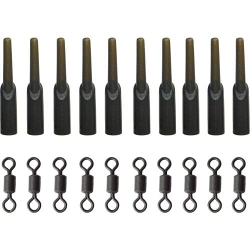 20Pcs/Bag Carp Fishing Run Rig Rubber Sleeve Rolling Swivels Lead Stop Covert Fishing Terminal Tackle Accessory