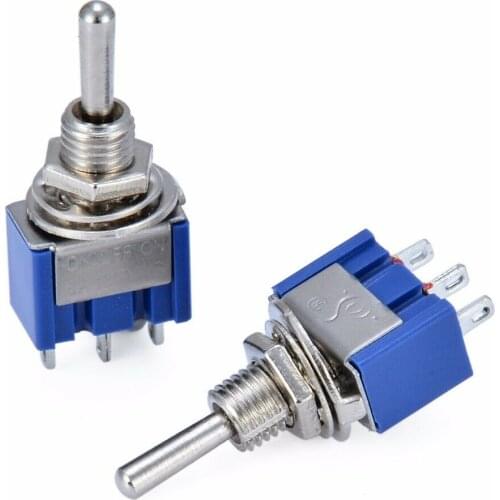 5pcs MTS-102/103/202/203 Miniature Control Toggle Switch Single Pole Double Throw SPDT ON-OFF-ON 120VAC 6A 6mm Mounting Hole