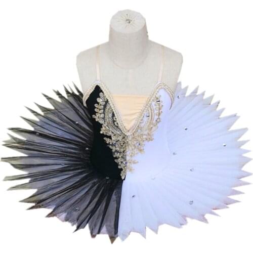 Ballet Tutu Professional Ballerina Black White Swan Lake Dance Costumes Child Kids Pancake Tutu Toddler Ballet Dress Girls
