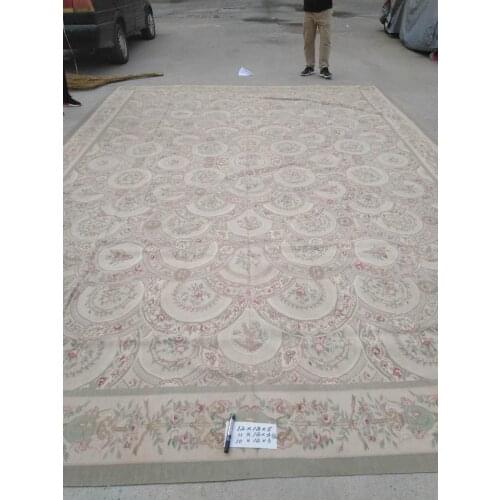 Free shipping 10'x14' French Aubusson weave woolen carpet