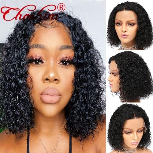 Brazilian Curly Human Hair Bob Wig Natural Hairline Choshim Remy Hair Short Curly Bob Lace Front Wig With Baby Hair For Women