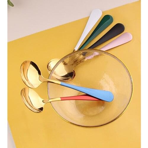Household Stainless Steel Soup Spoon Dessert Ice Cream Spoon, Multicolor Optional