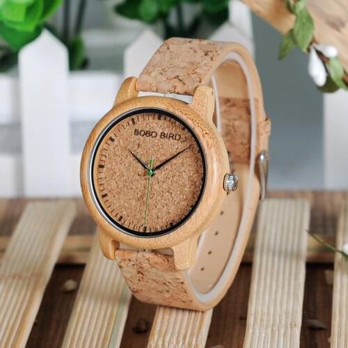 Luxury Brand BOBO BIRD Lovers Watches Quartz Genuine Leather Strap Bamboo Wristwatch relogio masculino