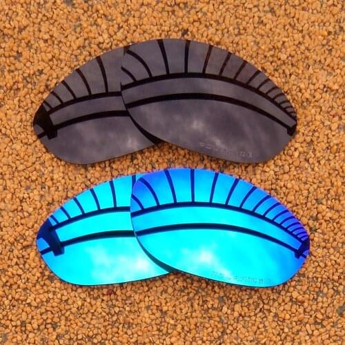 Black & Ice Blue Mirrored Polarized Replacement Lenses for Monster Dog Frame 100% UVA & UVB