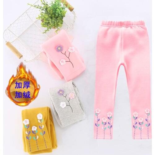 Baby Grils Leggings Spring Autumn Warm Fleece Kids Pants Children Clothes Girl Trousers Leggings for Girls Age 2-12T