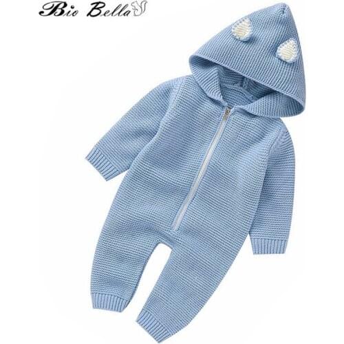 Baby Winter Knitted Sweater Full Sleeve Hooded 0-24 Months Infant Boy Girl Rompers Wool Cotton High Quality Kids Clothes Sweater