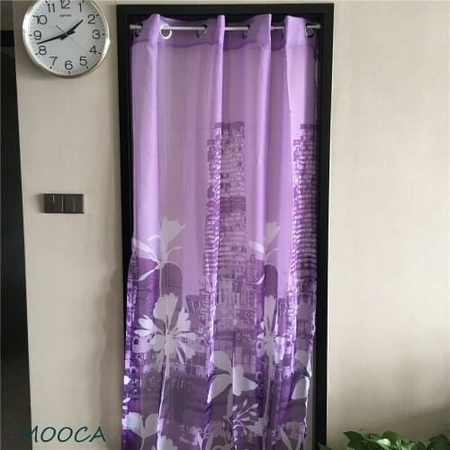 Purple living room curtain grommet top tulle
