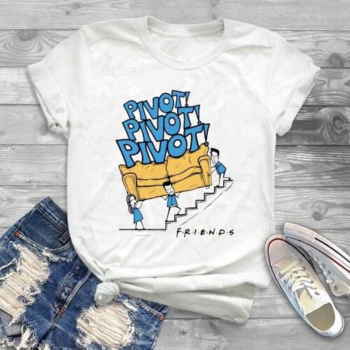 100% Cotton Friends Tv Shirt Funny Couch Pivot Tshirt Ross Rachel and Chandler Move A Couch Pivot Short Sleeve Tees