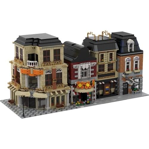 MOC City Center Retro Architectur Street Bazaar Module Building Blocks Shop Bricks Retro Architecture Designer Education DIY Toy