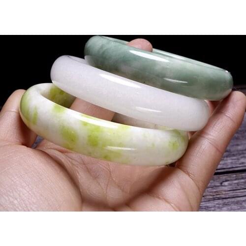 Hot Selling High Quality Cheaper Natural Green Jades Bangles Bracelets Round Bangles For Women Stone Jewelry