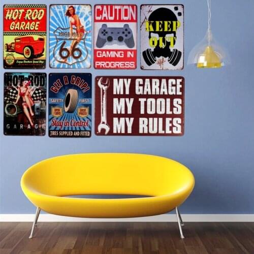 Hot Rod Garage Tin Signs Tool Rules Motor Oil Metal Plate Garage Wall Bar Home Art Decor Vintage Iron Poster Cuadros A-3030