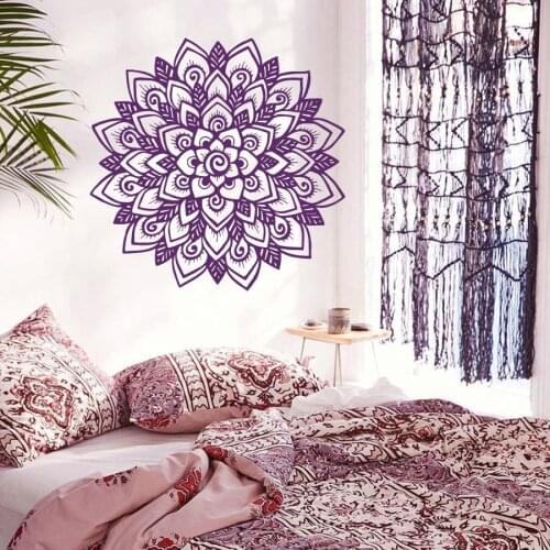 Art Home Decor Mandala Flower Yoga Wall Decal Indian Om Buddha Ornament Murals Vinyl Carving Living Bedroom Wall Sticker W-35