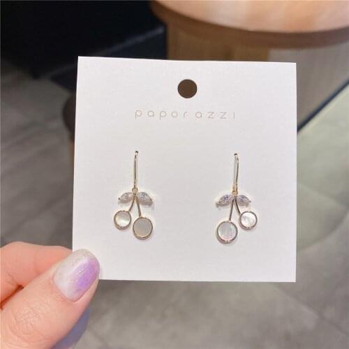 Exquisite Cherry Enamel Drop Earrings for Lady AAA Cubic Zirconia Stud Earrings Party Jewelry Accessories Gift