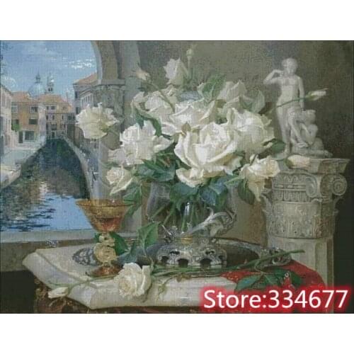 Painting Flower Dutch Magnolia Cross Stitch Kits Top Quality Embroidery Needlework Sewing 14CT Unprinted DIY Handmade Art Decor