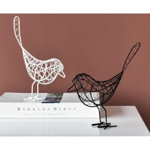 Creative Metal Craft Wire Iron Bird Model Decorative Ornament Home Desktop Decoration Gift Abstract Bird Miniatures Figurine