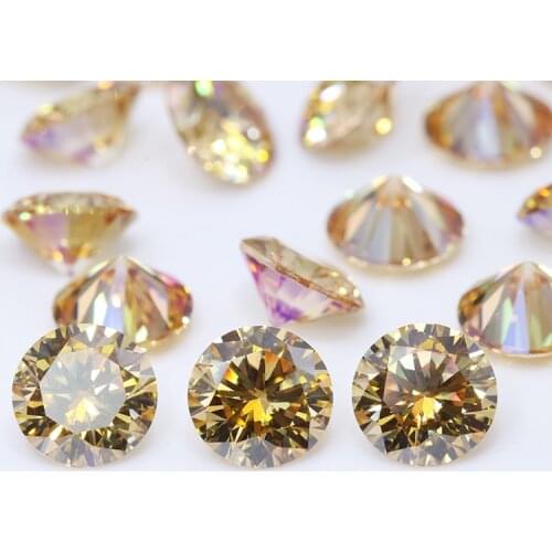 1 carat (6.5mm) Gold Color Round Moissanite Loose Gemstones Bead Diamond Jewelry DIY Material