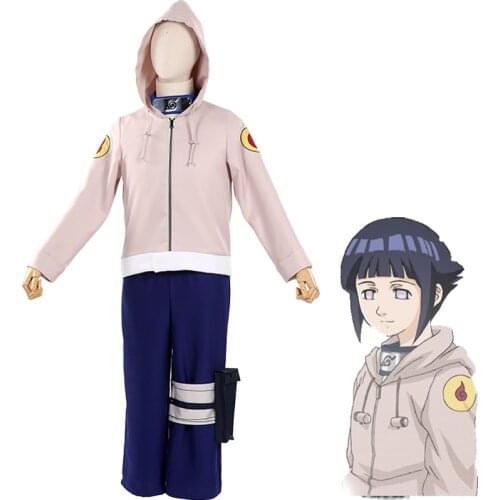 Hot Sale Naruto Hyuga Hinata Cosplay Full Set of Hinata Childrens Suit Jacket + Pants + Leggings + Kunai Bag Cosplay Costume